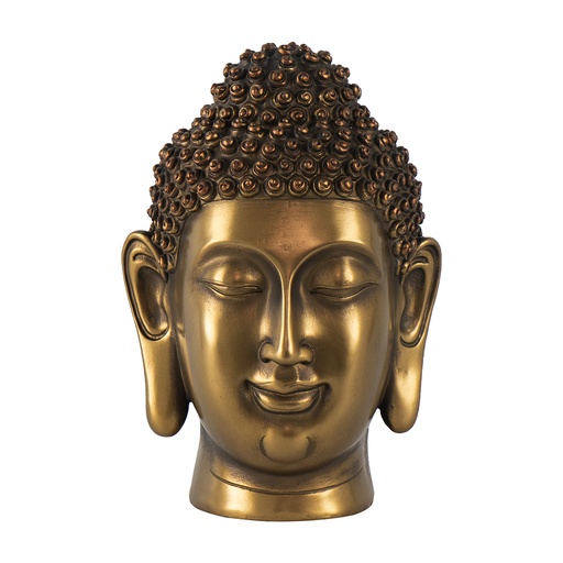 [151303 | EL78977] FIGURA DE RESINA DE CABEZA DE BUDA EN ORO VIEJO