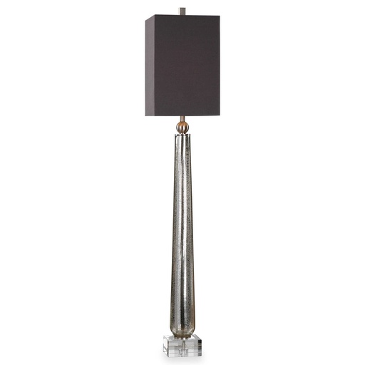 [025083 | R29210-1] LAMP. MESA DE VIDRIO MERCURIZADO CON PATALLA GRIS