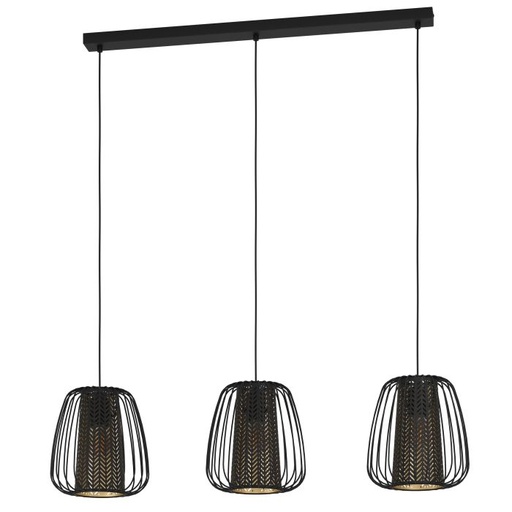 [195045 | 99662] LAMP. COLG. 3L E27 CURASAO JAULA NEGRA+DORADA (1100X995MM)