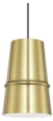 [200300 | T7971 DORADO] Lamp. Colg. 1L E27 T/Campana Alum. Dorado+Blanco (D200xH300)mm