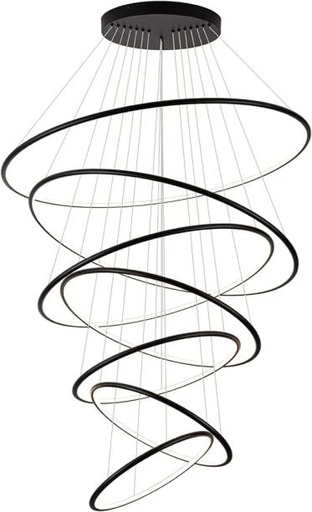 [182309 | D-452] Lamp. Colg. Led 5L Anillos Dorado 3K (D600+1000+1400+1000+600)mm