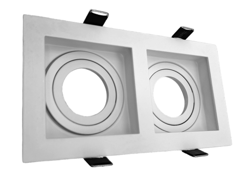 [010165 | 137-2A16 BL] O.b. 2L GU10 Emp. Movil Rect. Alum. Blanco (185x100xH40)mm