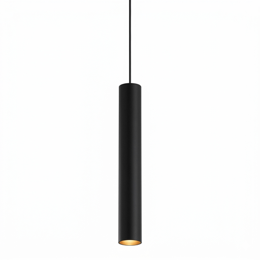 [181025 | F40 300mm] Lamp. Colg. GU10 Mini Tubular Alum. Negro  (D40xL300)mm